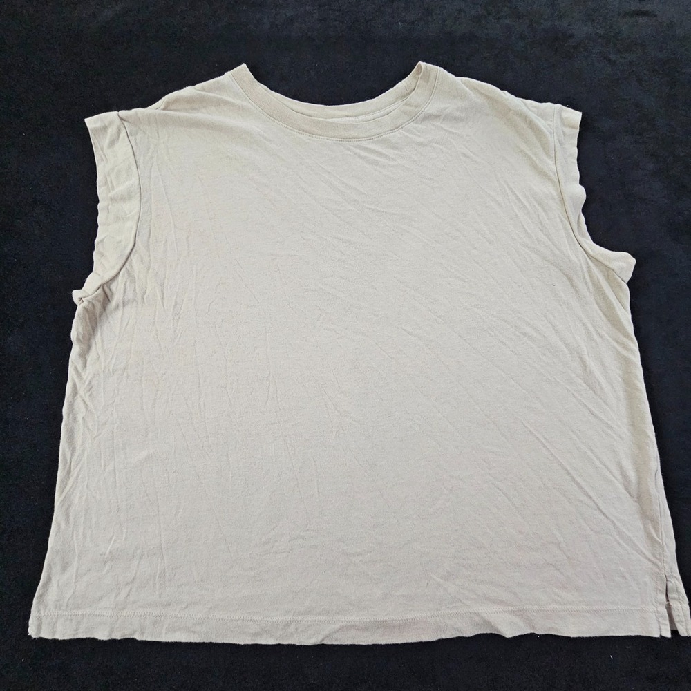 A New Day Beige Sleeveless Cotton Modal T-Shirt Women's 2XL